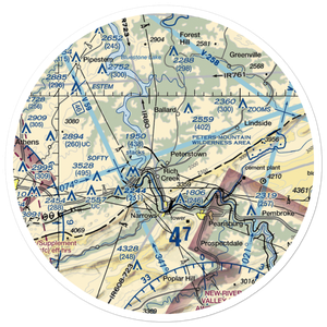 Peterstown Airport (WV10) VFR Sectional Sticker (30 mile)