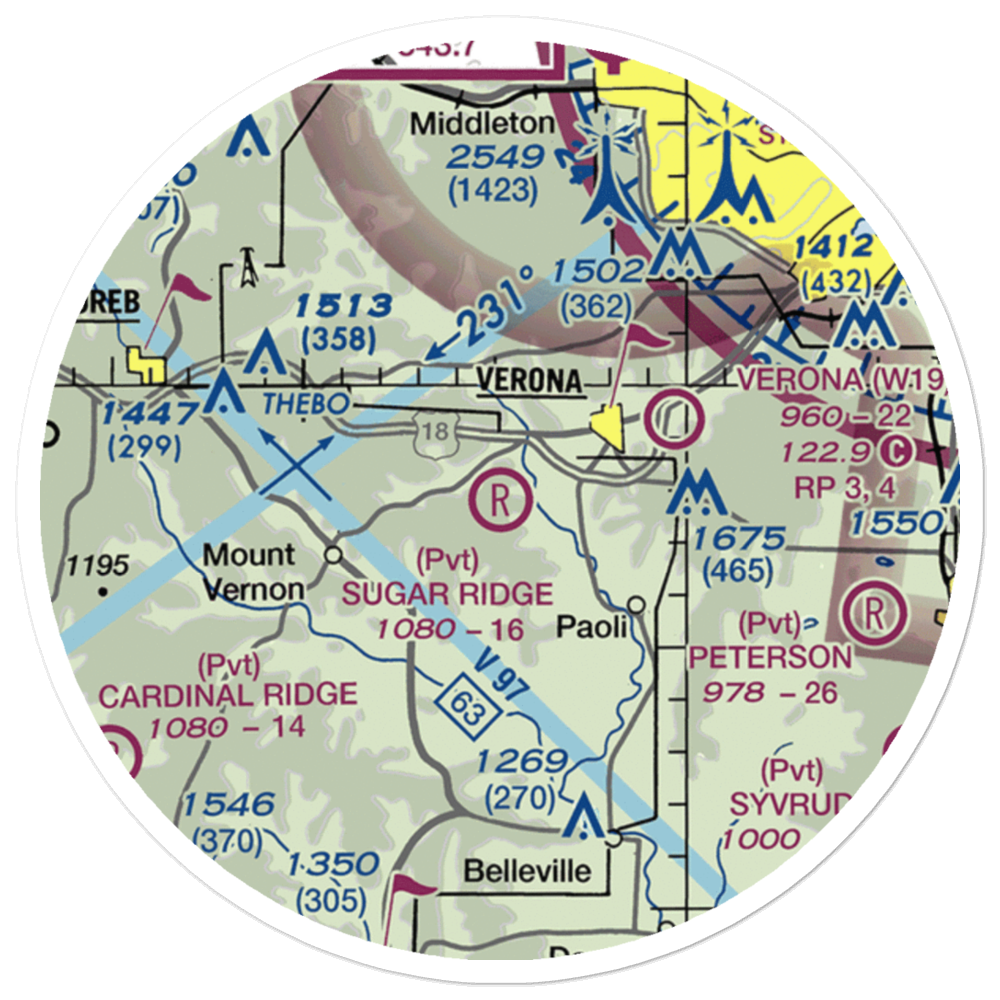 Sugar Ridge Airport (WS62) VFR Sectional Sticker (20 mile) 