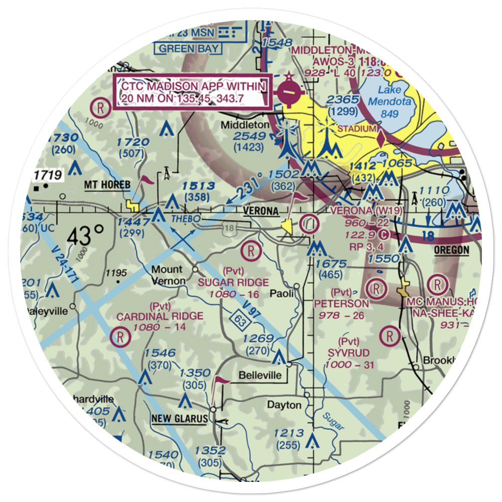 Sugar Ridge Airport (WS62) VFR Sectional Sticker (30 mile) 