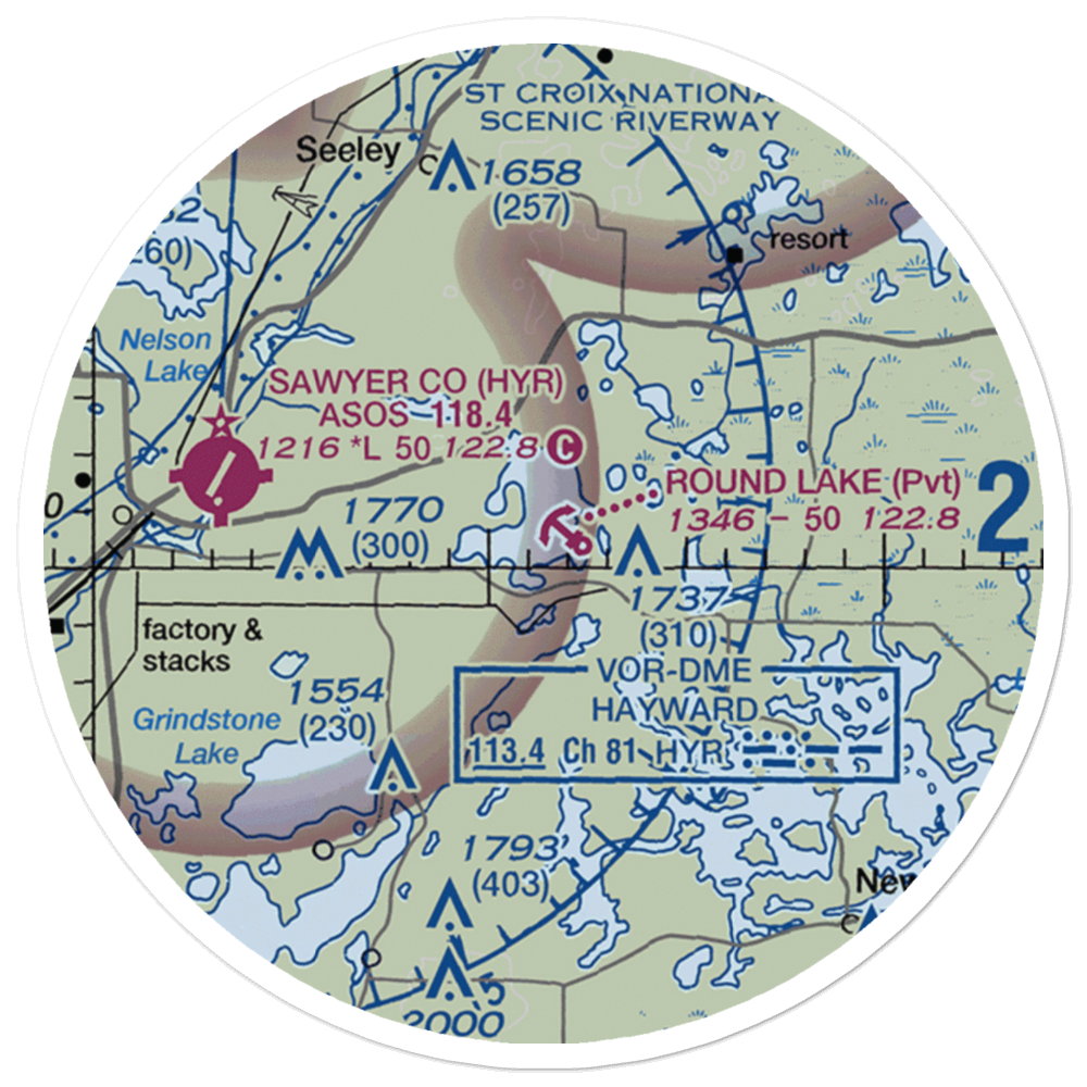 Round Lake Seaplane Base (WS24) VFR Sectional Sticker (20 mile) 