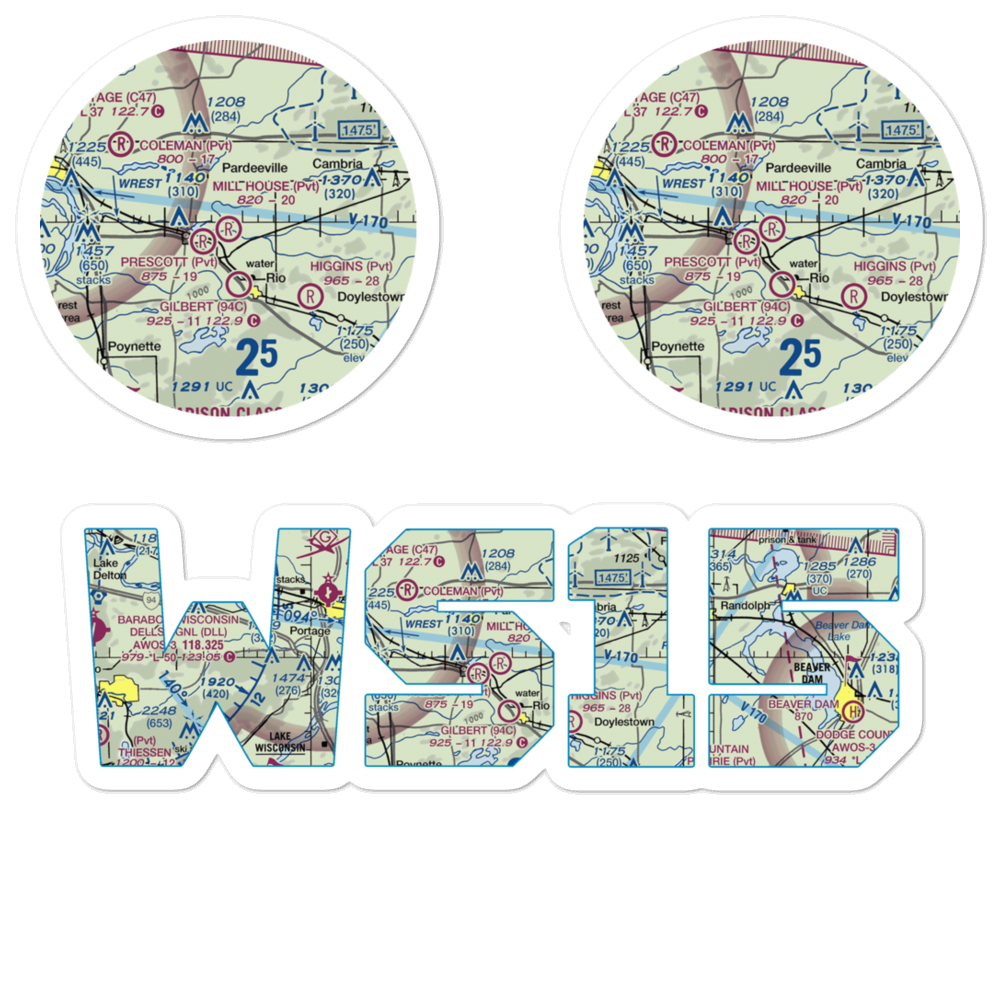 Mill House Field (WS15) VFR Sectional Sticker Pack 