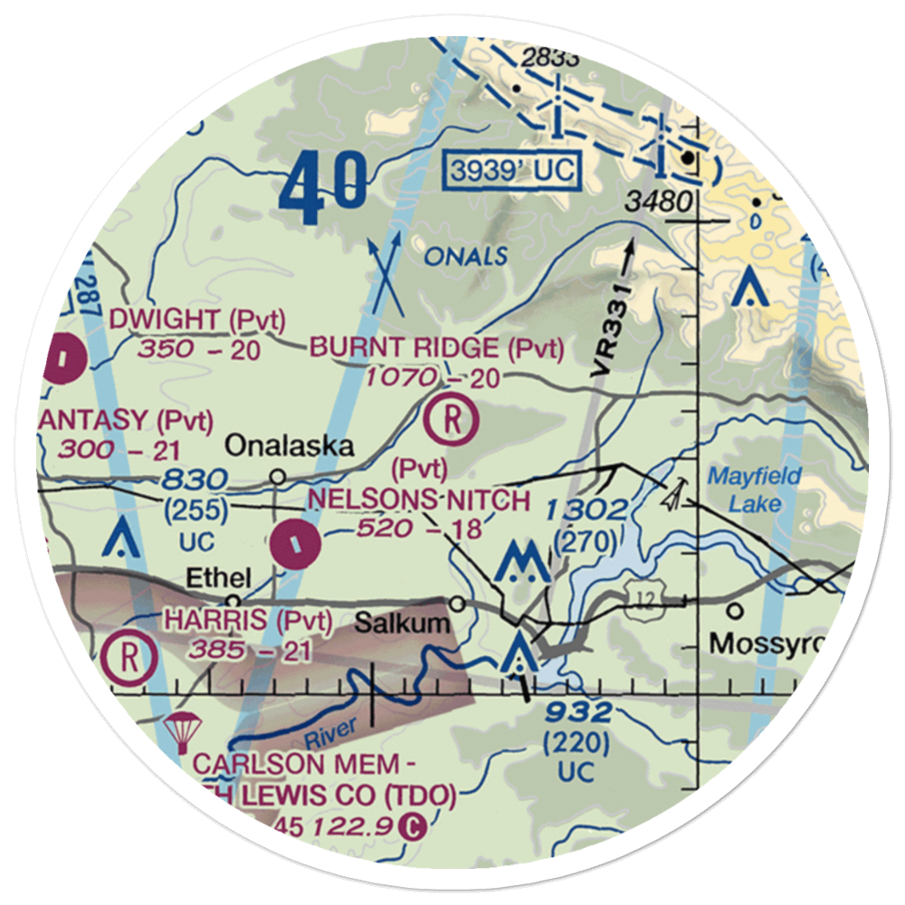 Burnt Ridge Airstrip (WN74) VFR Sectional Sticker (20 mile) 