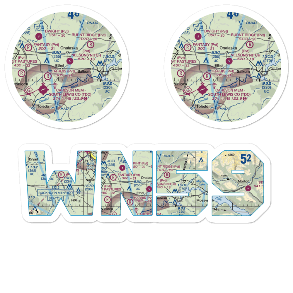 Nelsons Nitch Airport (WN59) VFR Sectional Sticker Pack 