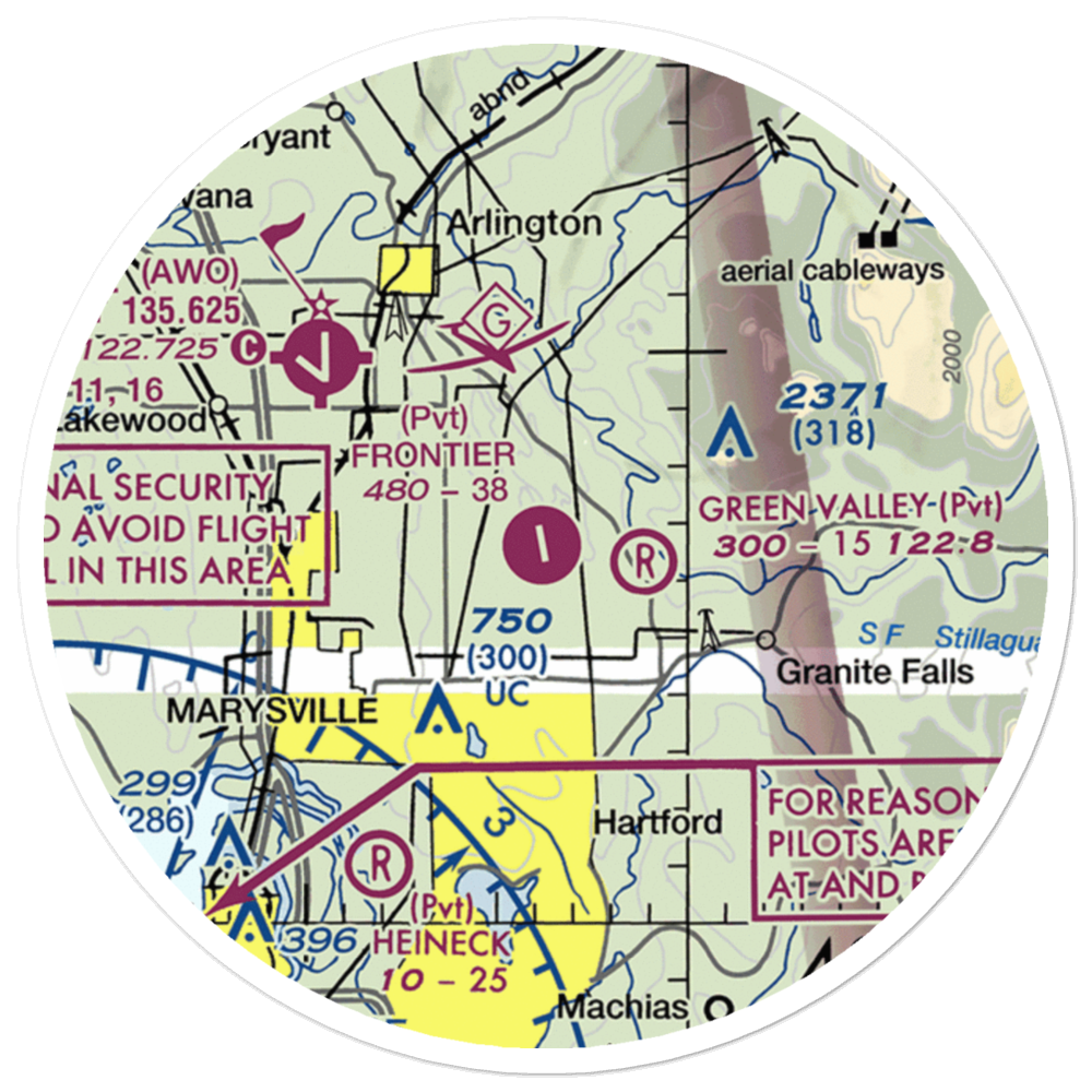 Frontier Airpark (WN53) VFR Sectional Sticker (20 mile) 