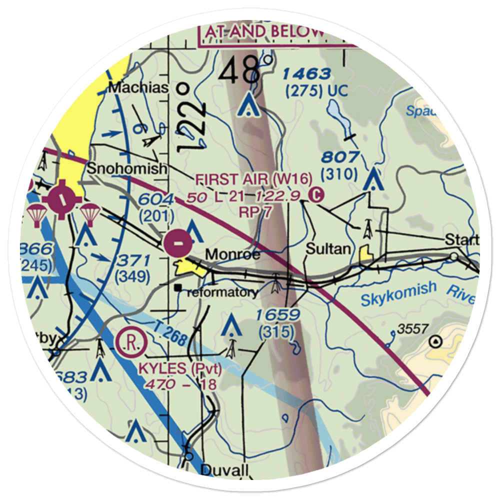 Van De Plasch Airport (WN20) VFR Sectional Sticker (20 mile) 