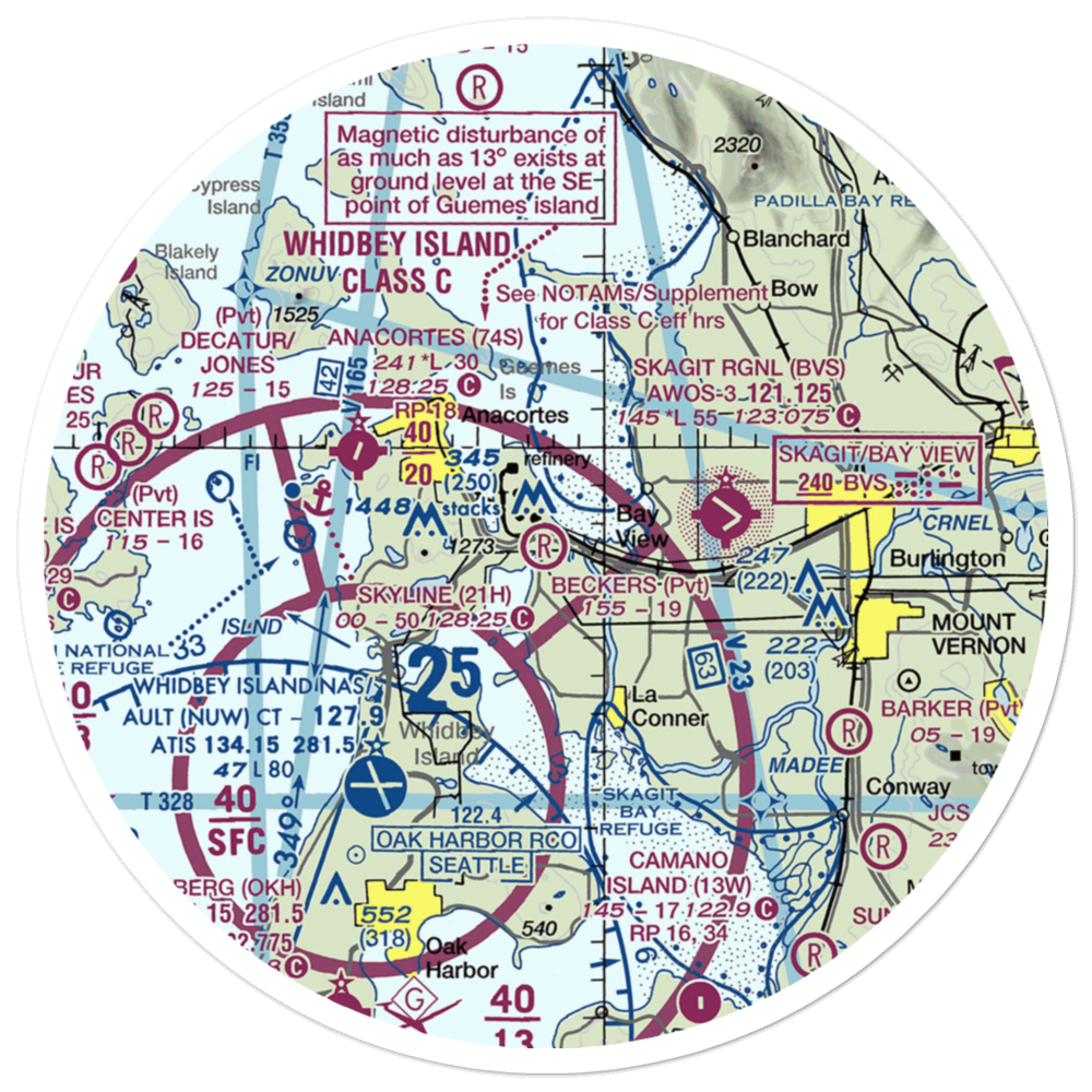 Becker's Landing Airport (WN18) VFR Sectional Sticker (30 mile) 