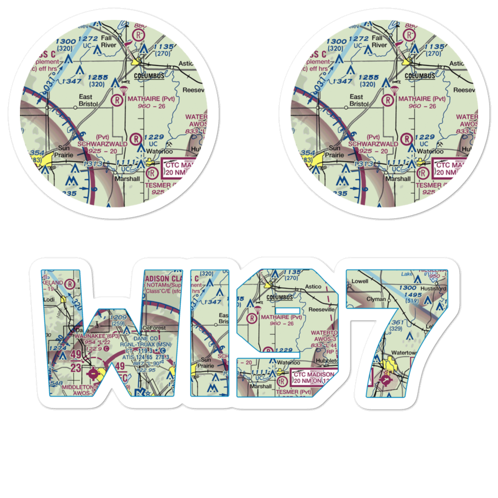 Mathaire Field (WI97) VFR Sectional Sticker Pack 