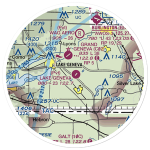 Lake Geneva Aire Estates Airport (WI89) VFR Sectional Sticker (20 mile)