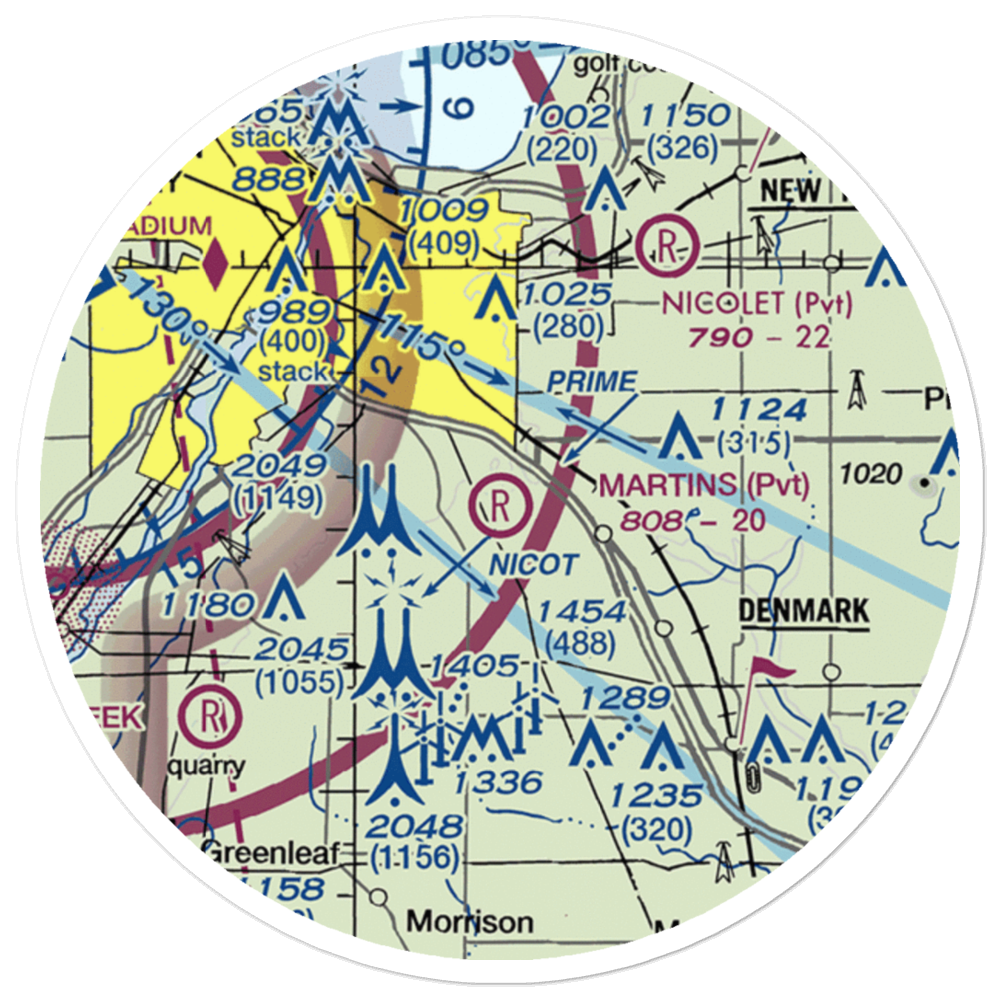 Martins Aerodrome (WI78) VFR Sectional Sticker (20 mile) 