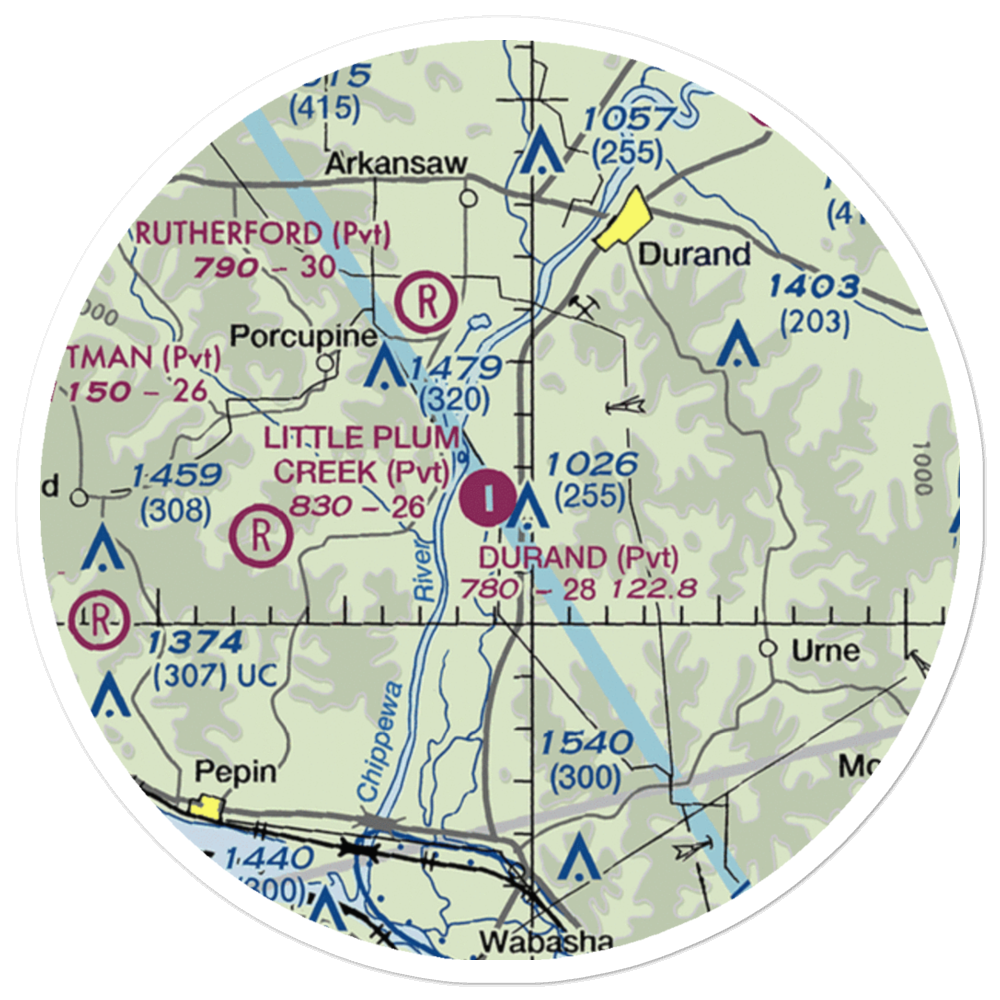 Durand Municipal Airport (WI25) VFR Sectional Sticker (20 mile) 