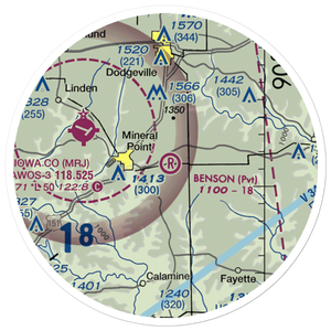 Jim Benson Field (WI16) VFR Sectional Sticker (20 mile)
