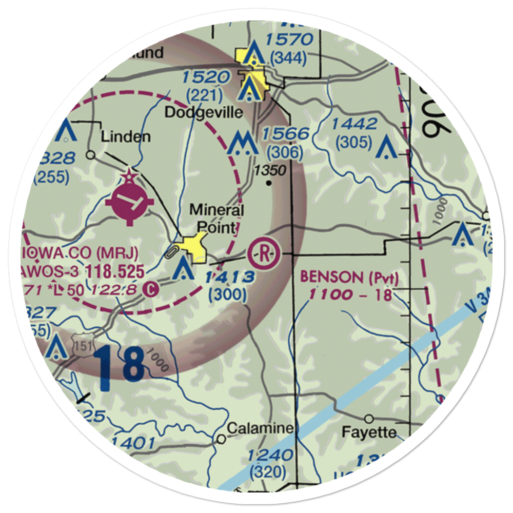 Jim Benson Field (WI16) VFR Sectional Sticker (20 mile) 