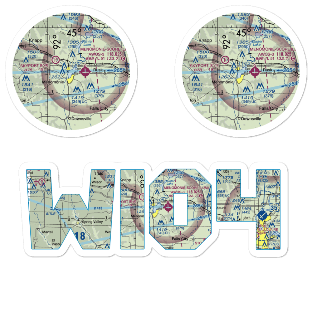 Lake Menomin Seaplane Base (WI04) VFR Sectional Sticker Pack 