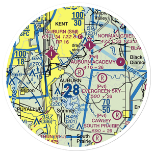 Auburn Academy Airport (WA84) VFR Sectional Sticker (20 mile)