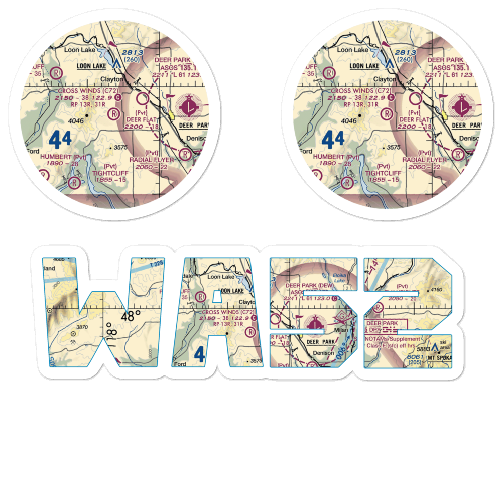 Deer Flat Airport (WA52) VFR Sectional Sticker Pack 