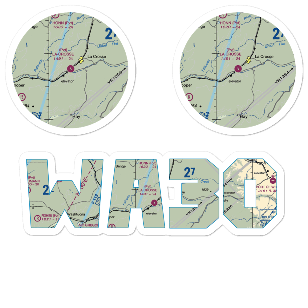 Lacrosse Municipal Airport (WA30) VFR Sectional Sticker Pack 