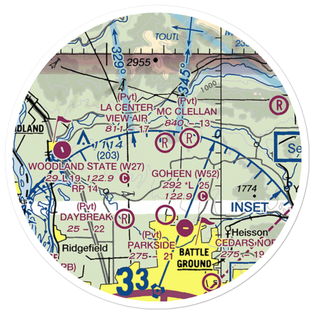 La Center View-Air Airport (WA29) VFR Sectional Sticker (20 mile) 