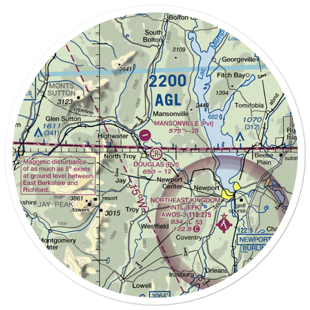 Douglas Field (VT63) VFR Sectional Sticker (30 mile) 
