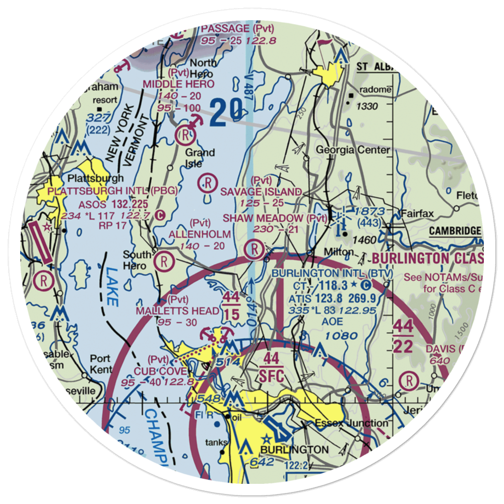 Shaw Meadow Airport (VT52) VFR Sectional Sticker (30 mile) 