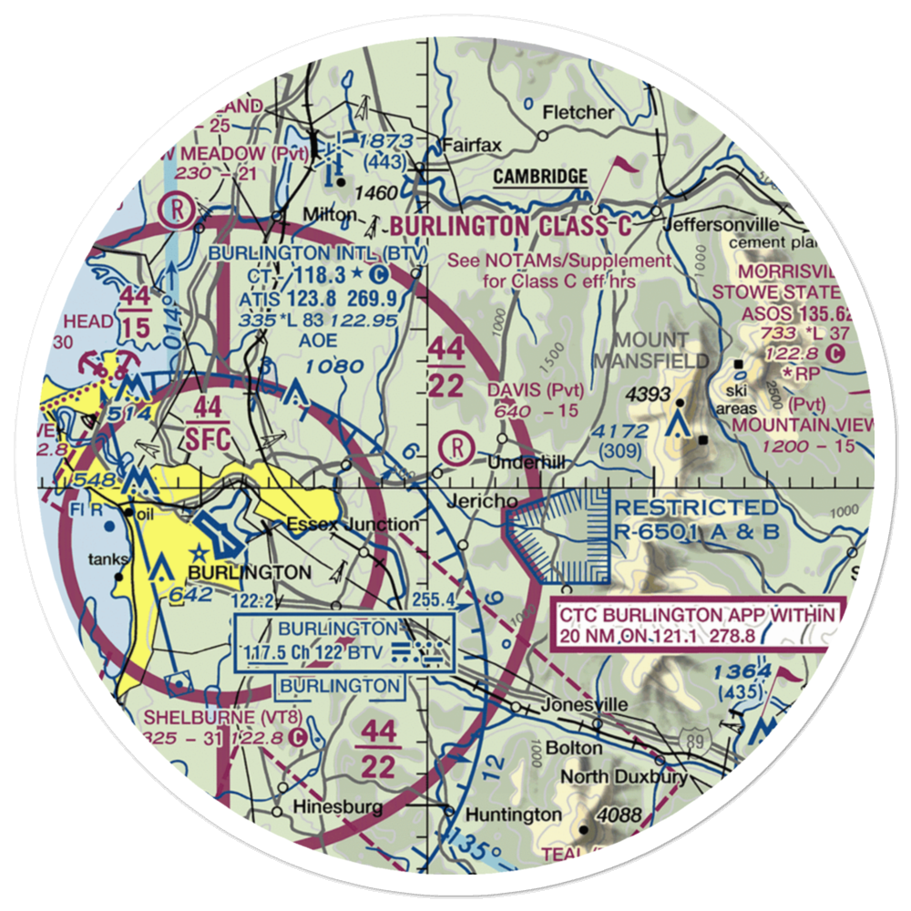 Davis Private Airport (VT45) VFR Sectional Sticker (30 mile) 