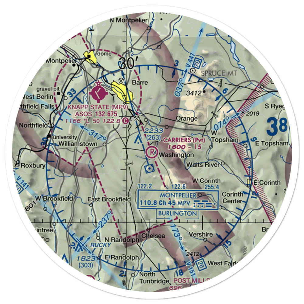 Carriers Skypark Airport (VT31) VFR Sectional Sticker (30 mile) 