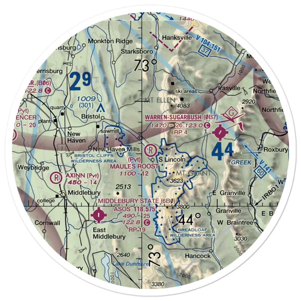 Maule's Roost Airport (VT03) VFR Sectional Sticker (30 mile) 