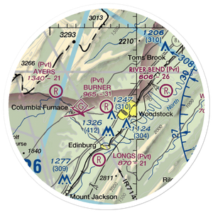 Woodstock Airport (VG55) VFR Sectional Sticker (20 mile)