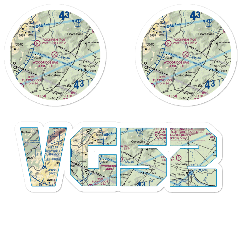 Woodridge Field (VG52) VFR Sectional Sticker Pack 