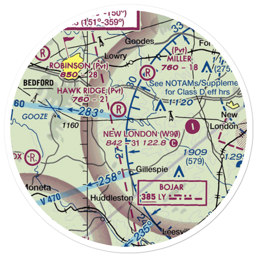 Windy Ridge Airport (VG27) VFR Sectional Sticker (20 mile) 