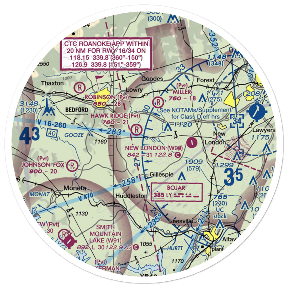Windy Ridge Airport (VG27) VFR Sectional Sticker (30 mile) 