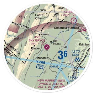 Sky Bryce Airport (VG18) VFR Sectional Sticker (20 mile)