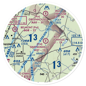 Simpsonville Airport (VG12) VFR Sectional Sticker (20 mile)