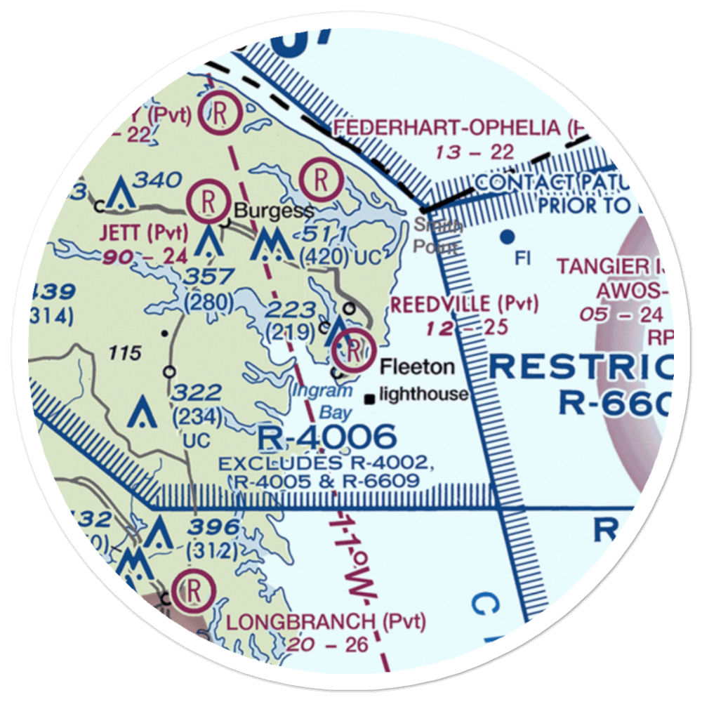 Reedville Airport (VA98) VFR Sectional Sticker (20 mile) 