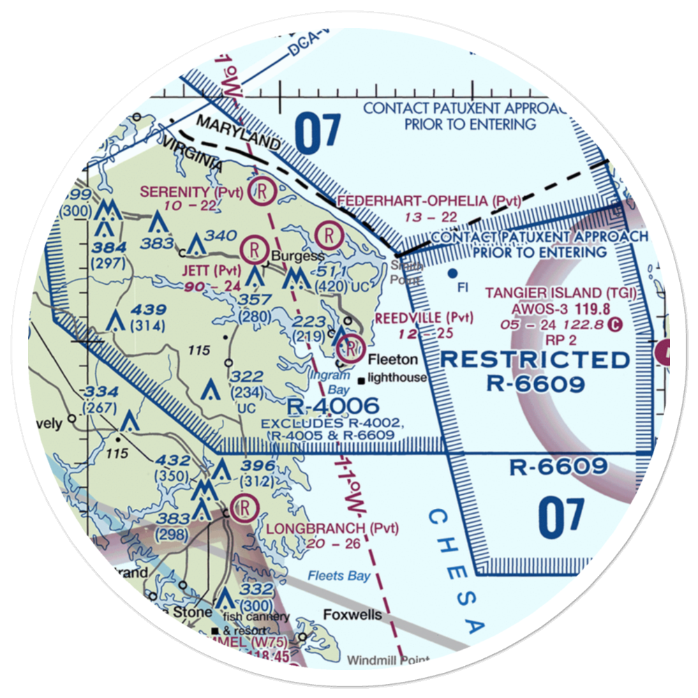 Reedville Airport (VA98) VFR Sectional Sticker (30 mile) 