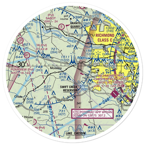 Woodle Airport (VA80) VFR Sectional Sticker (30 mile)