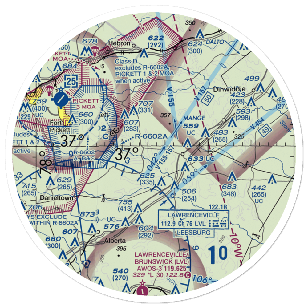 Baskerville Airport (VA76) VFR Sectional Sticker (30 mile) 