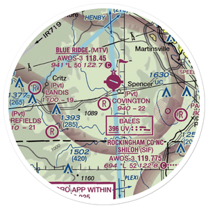 Covington Airport (VA72) VFR Sectional Sticker (20 mile)