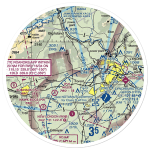 Ivy Hill Airport (VA65) VFR Sectional Sticker (30 mile)