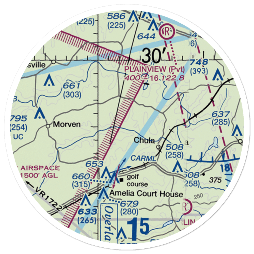 Hill Top Airport (VA64) VFR Sectional Sticker (20 mile) 