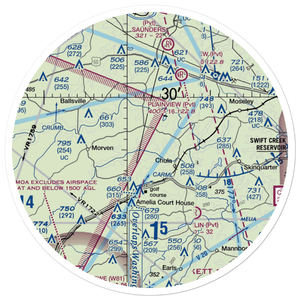 Hill Top Airport (VA64) VFR Sectional Sticker (30 mile)
