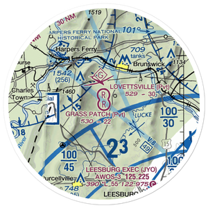 The Grass Patch Airport (VA62) VFR Sectional Sticker (20 mile)