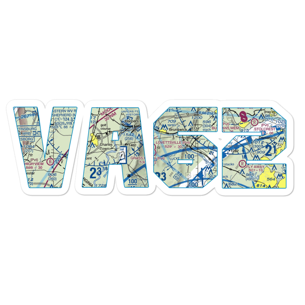 The Grass Patch Airport (VA62) VFR Sectional Sticker 