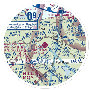 Powhatan Airport (VA57) VFR Sectional Sticker (20 mile)