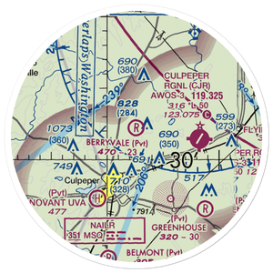 Berryvale Airport (VA30) VFR Sectional Sticker (20 mile)
