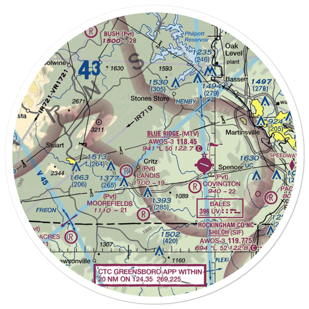 Trent Farm Airstrip (VA26) VFR Sectional Sticker (30 mile) 