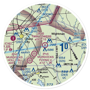 Twin Towers Airport (VA25) VFR Sectional Sticker (20 mile)
