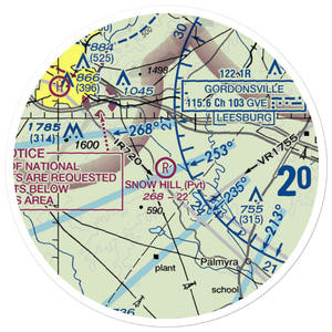 Snow Hill Airport (VA19) VFR Sectional Sticker (20 mile)