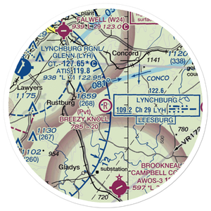 Breezy Knoll Airport (VA13) VFR Sectional Sticker (20 mile)