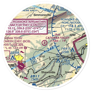Catawba Valley Airport (VA10) VFR Sectional Sticker (20 mile)