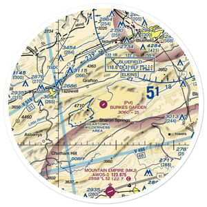 Burkes Garden Airport (VA07) VFR Sectional Sticker (30 mile)